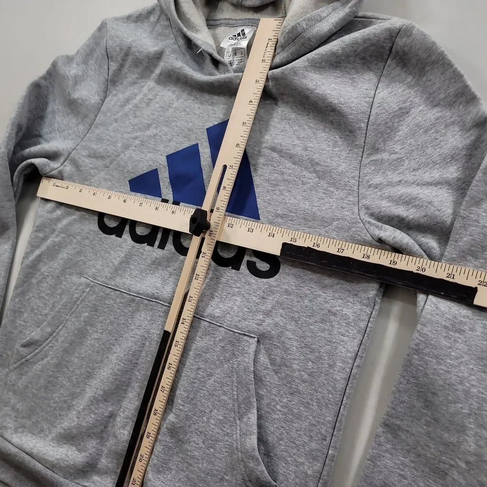 Adidas Essential Pullover Hoodie Boys XL 18 20 Grey‎ Heather Slim Fit